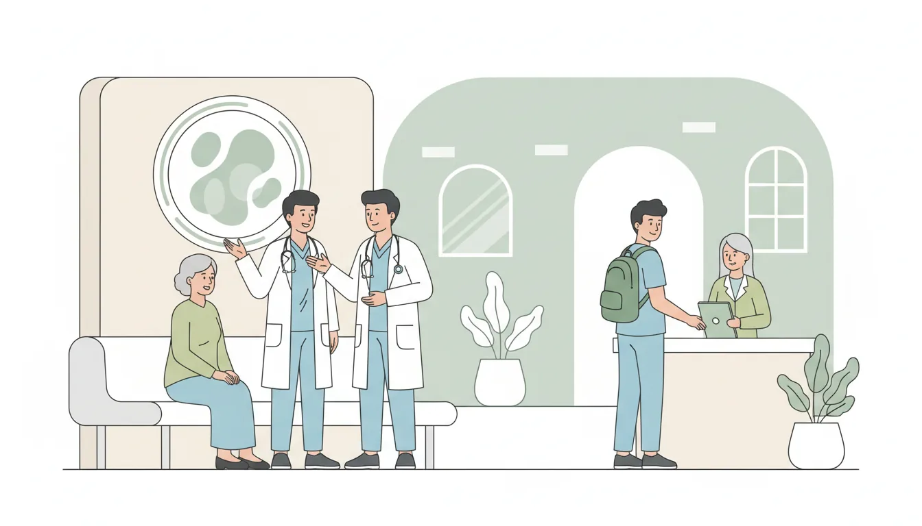 Healthcare clinic and patient care illustration
