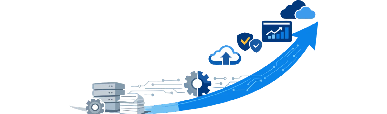 Digital transformation path from legacy systems to connected cloud and analytics